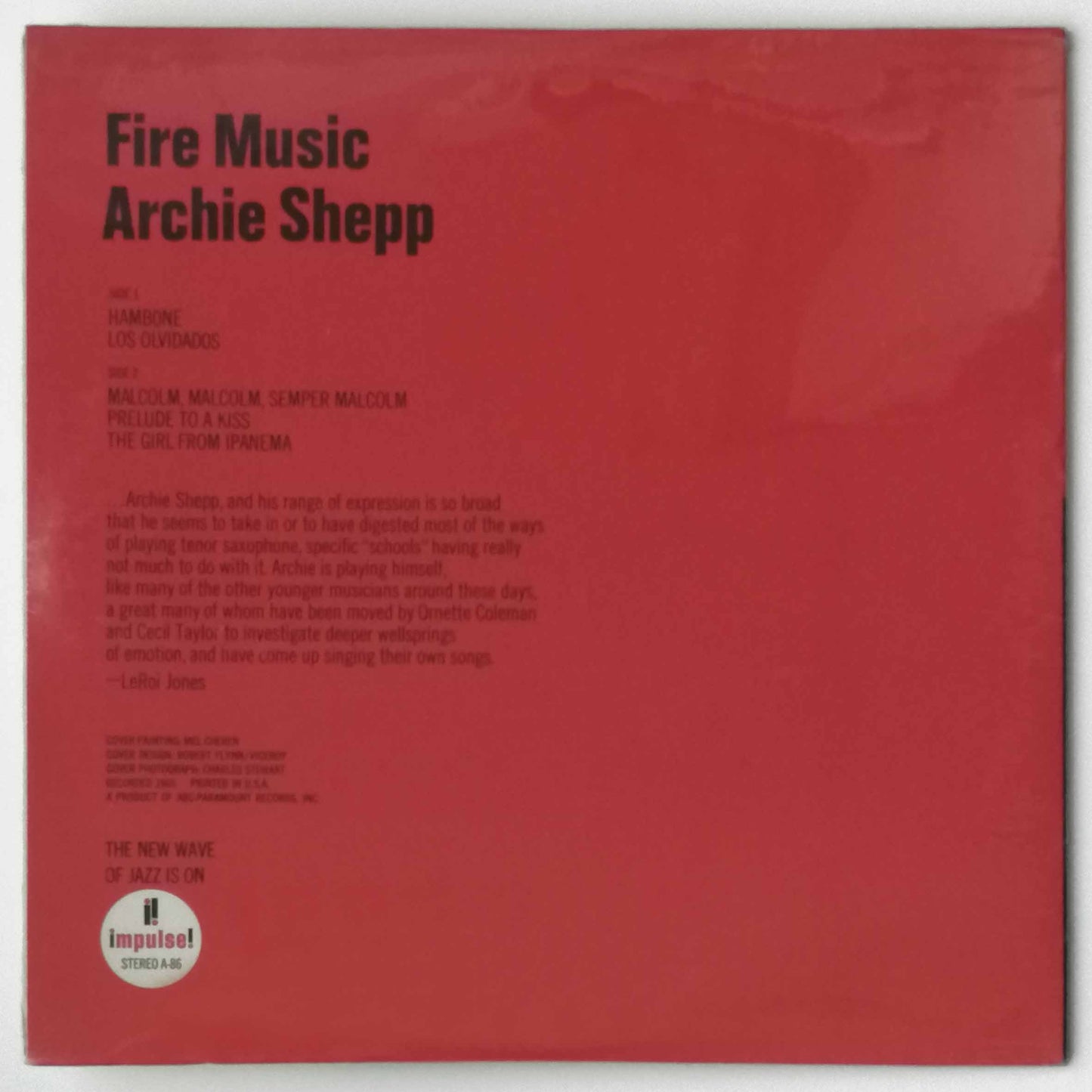 FIRE MUSIC - ARCHIE SHEPP LP, Stereo Gatefold Album
