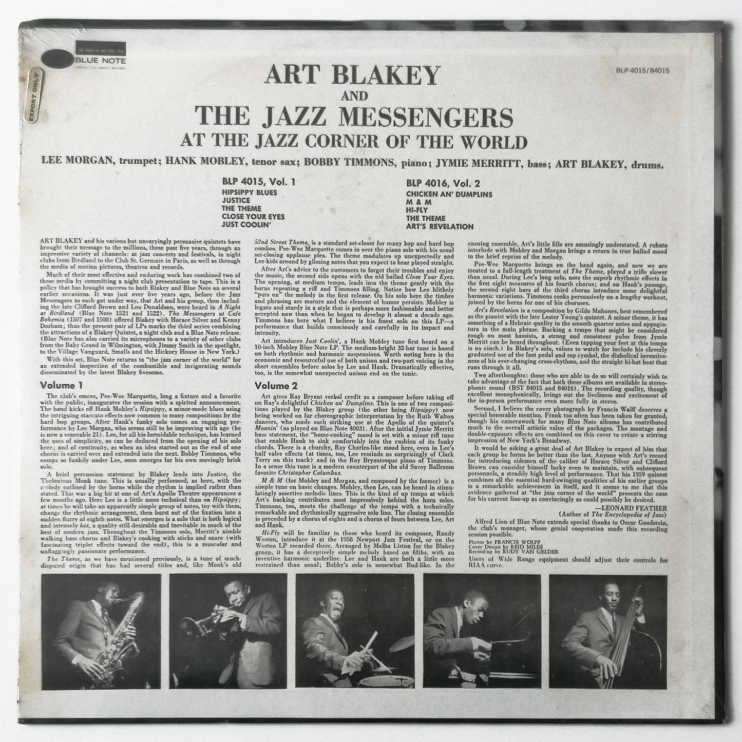 ART BLAKEY AND THE JAZZ MESSENGERS AT THE JAZZ CORNER OF THE WORLD VOL. 1 LP, Stereo album