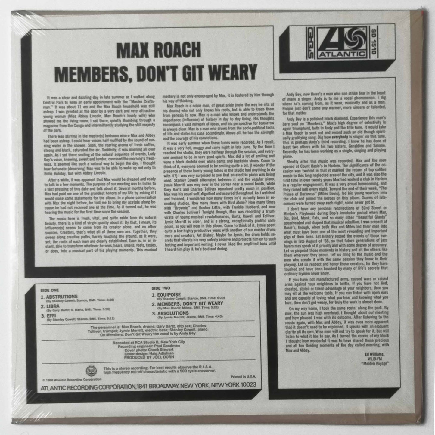MAX ROACH - MEMBERS, DON'T GIT WEARY LP, Stereo album