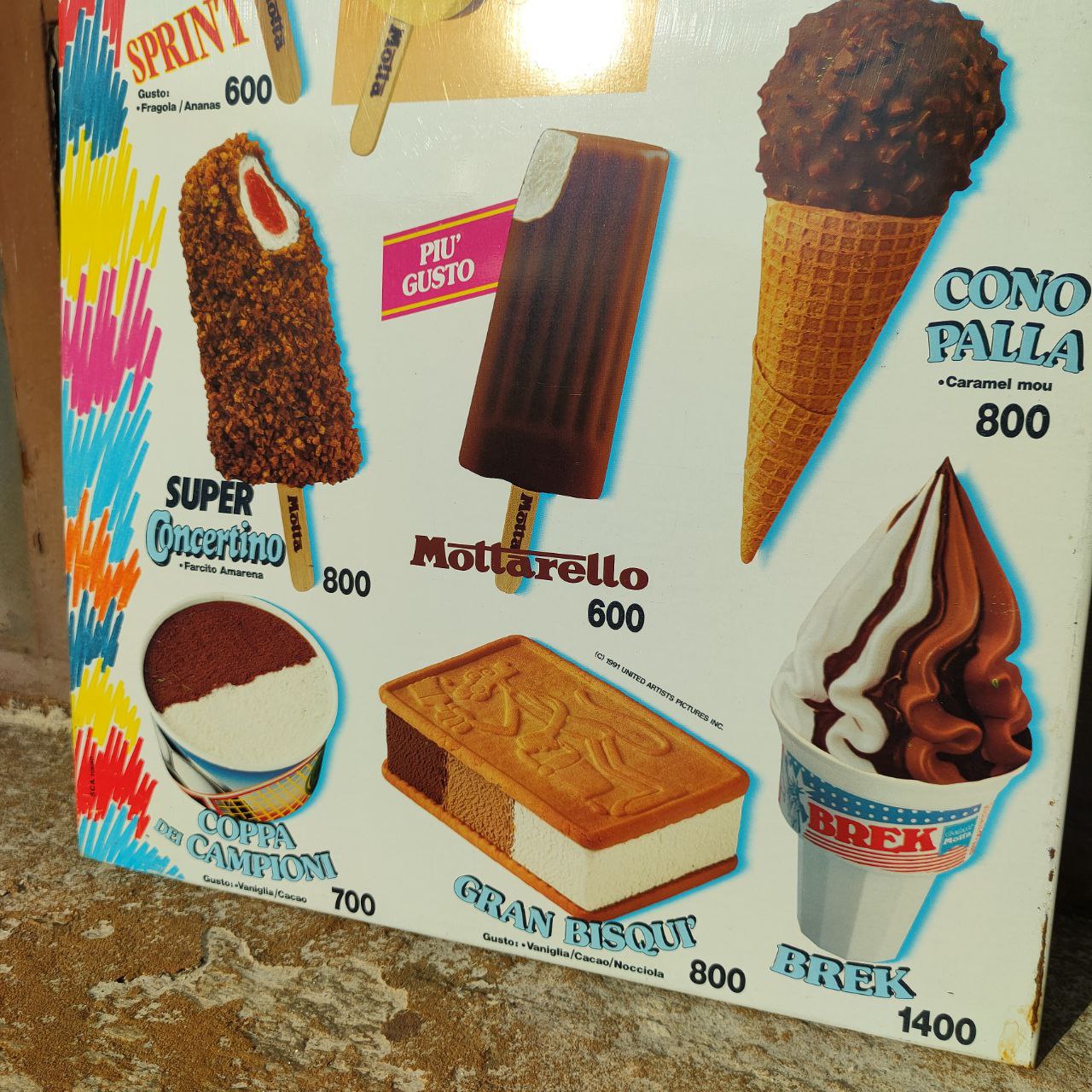 Listino prezzi - Gelati Motta | Anni '90