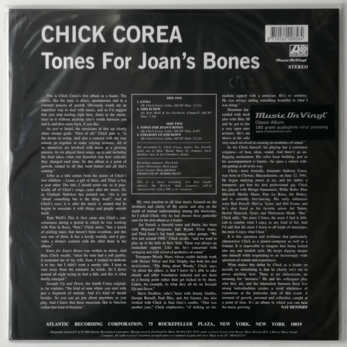 CHICK COREA - TONES FOR JOAN'S BONES LP, Stereo album