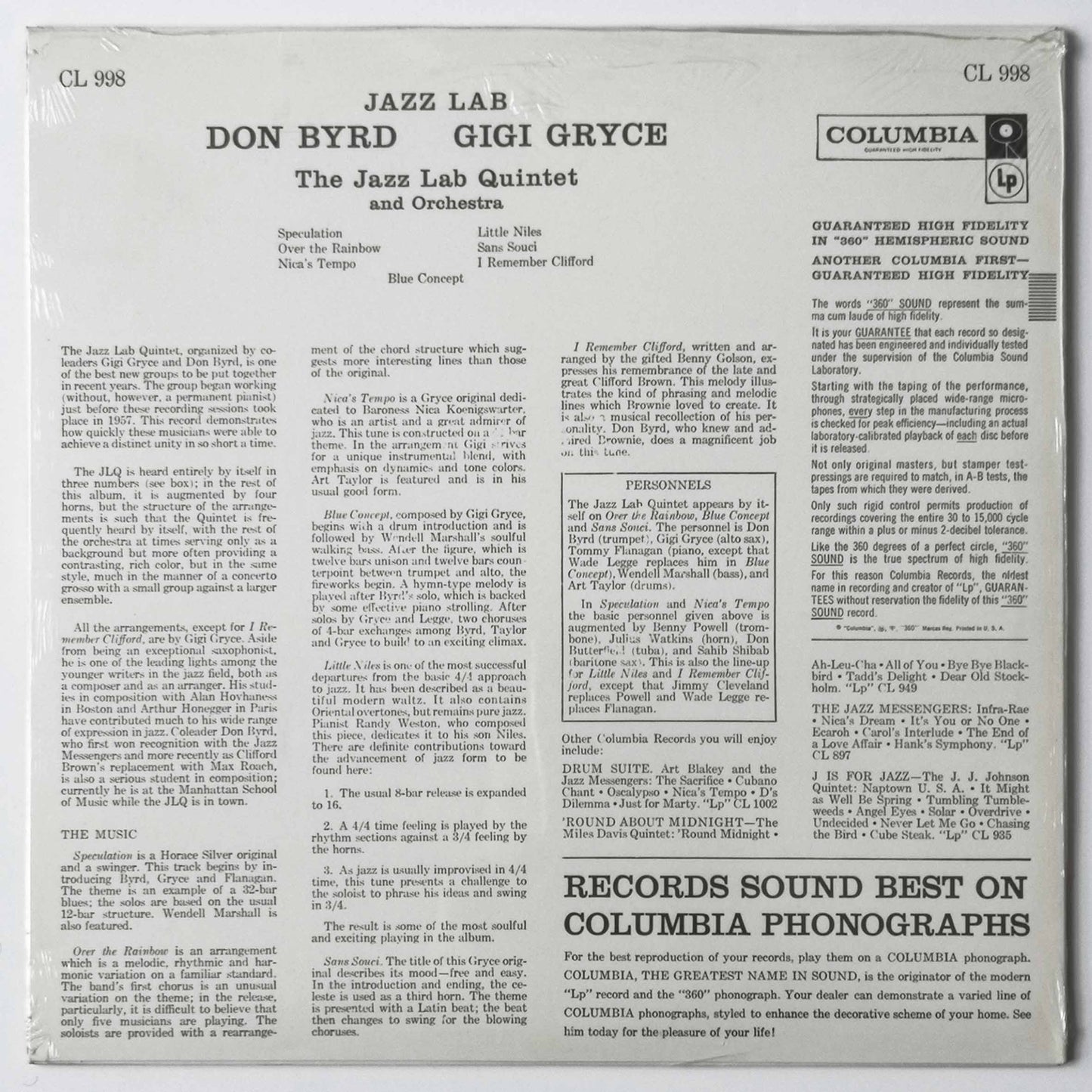 DON BYRD – GIGI GRYCE – JAZZ LAB LP, Album – 360 Hemispheric Sound