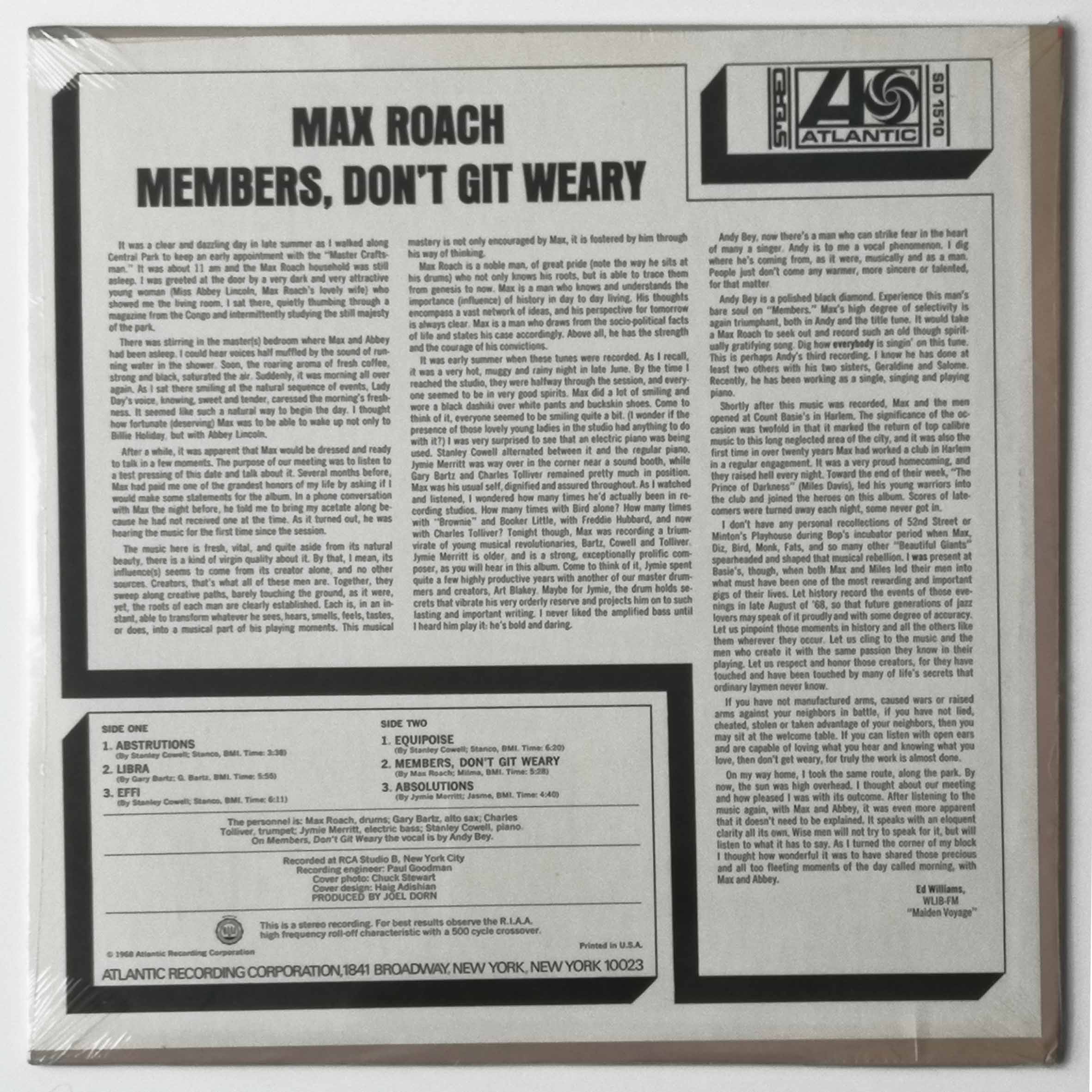 MAX ROACH – MEMBERS, DON'T GIT WEARY LP, Stereo-Album