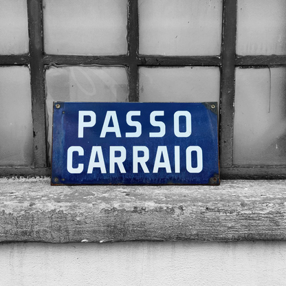 Insegna smaltata - Passo carraio | Anni '50