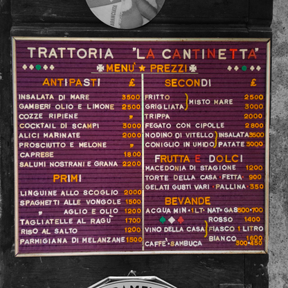 Listino prezzi - Trattoria