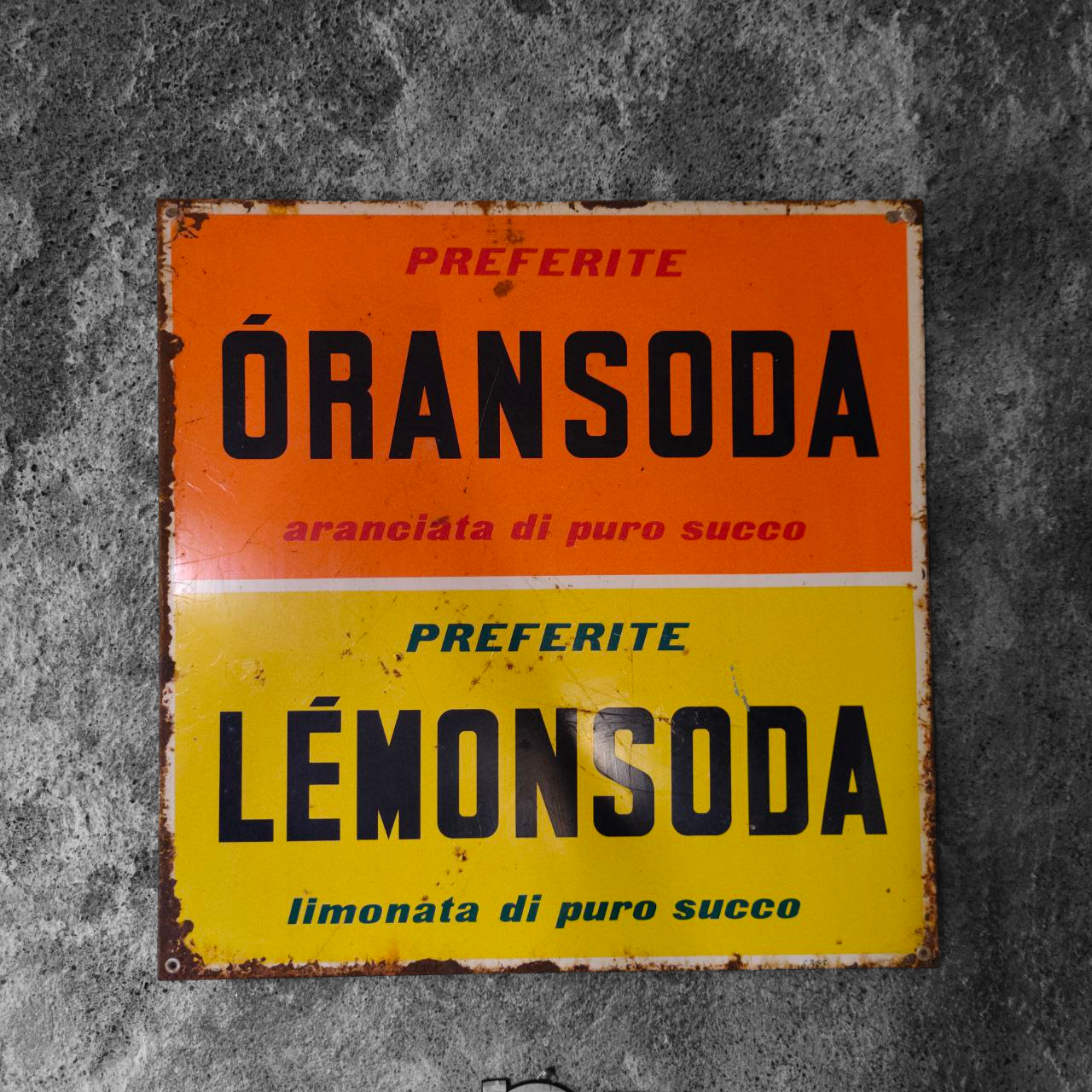 Insegna smaltata - Oransoda Lemonsoda | Anni '60