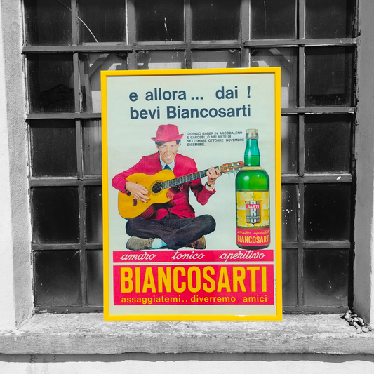 Poster pubblicitario - Biancosarti - Giorgio Gaber