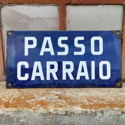 Insegna smaltata - Passo carraio | Anni '50