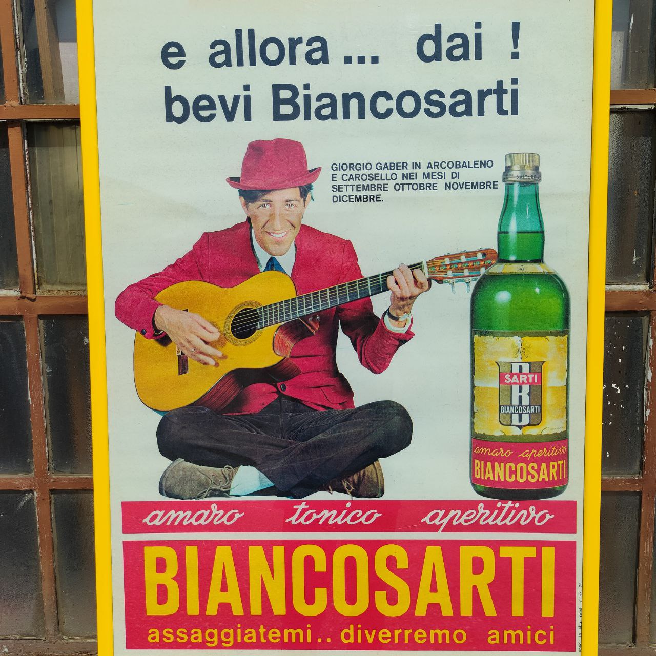 Advertising poster - Biancosarti - Giorgio Gaber