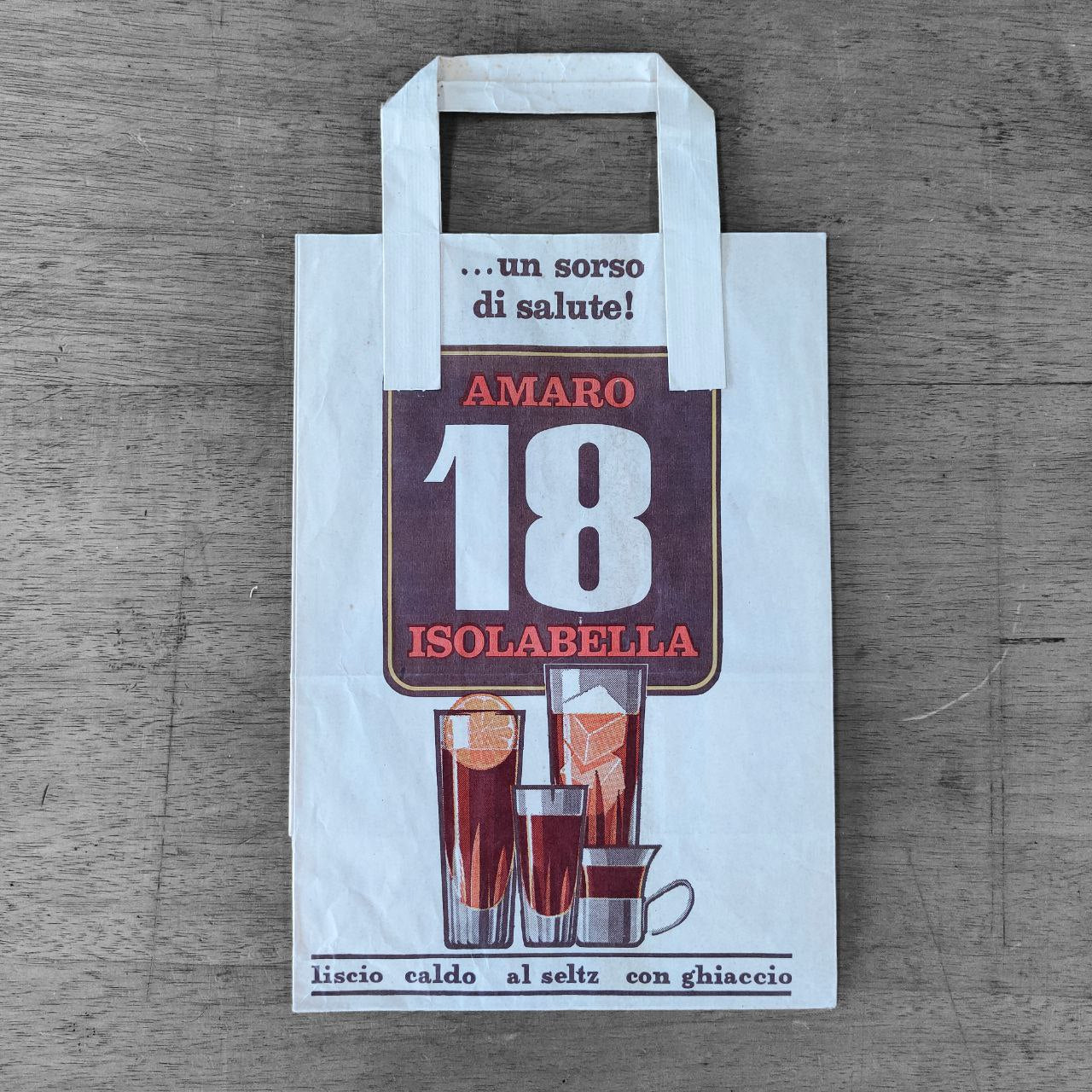 Sacchetto pubblicitario - Amaro 18 Isolabella | Anni '70