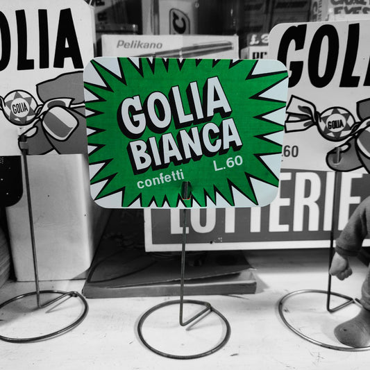 Insegna da banco - Golia Bianca L.60 | Anni '70