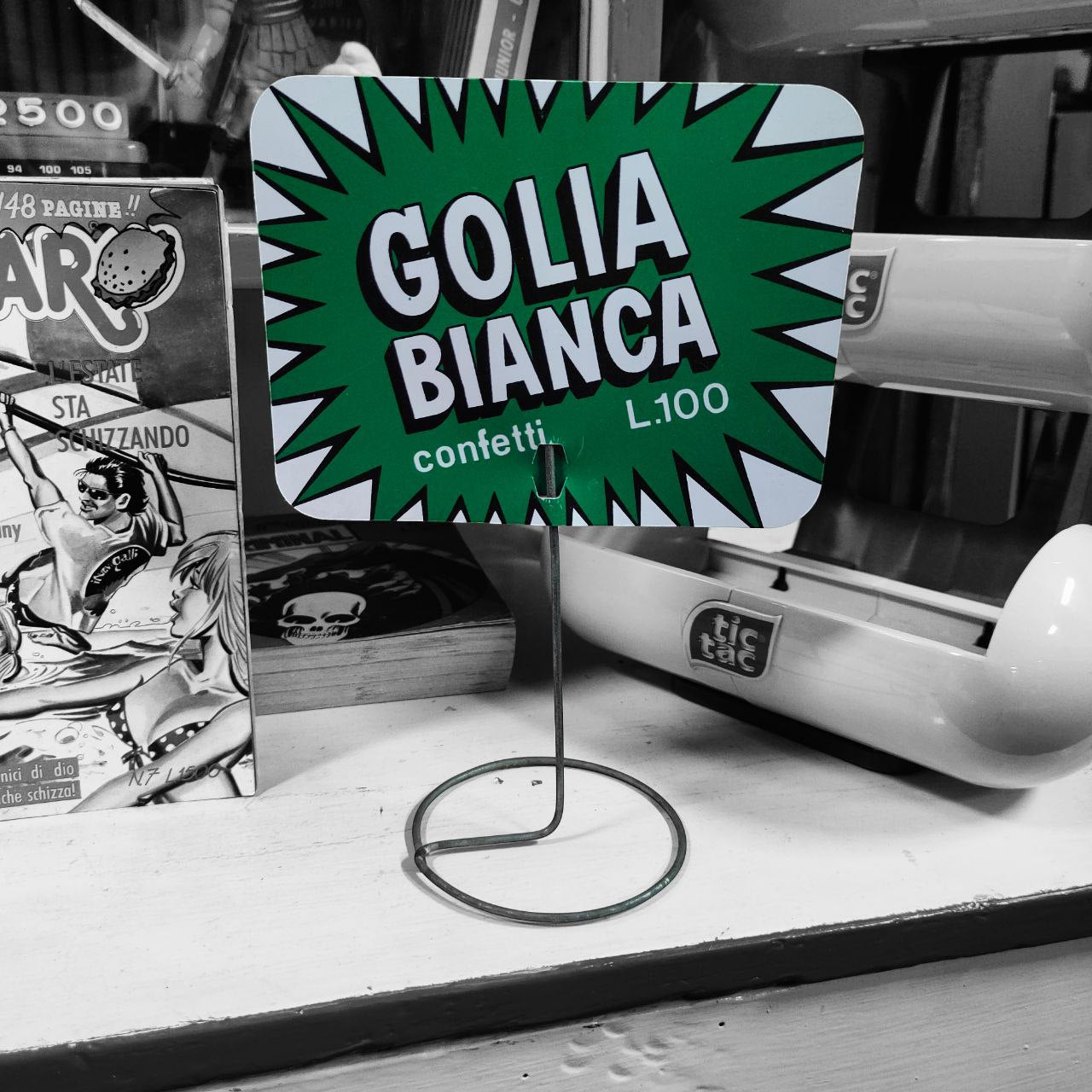 Insegna da banco - Golia Bianca L.100 | Anni '70