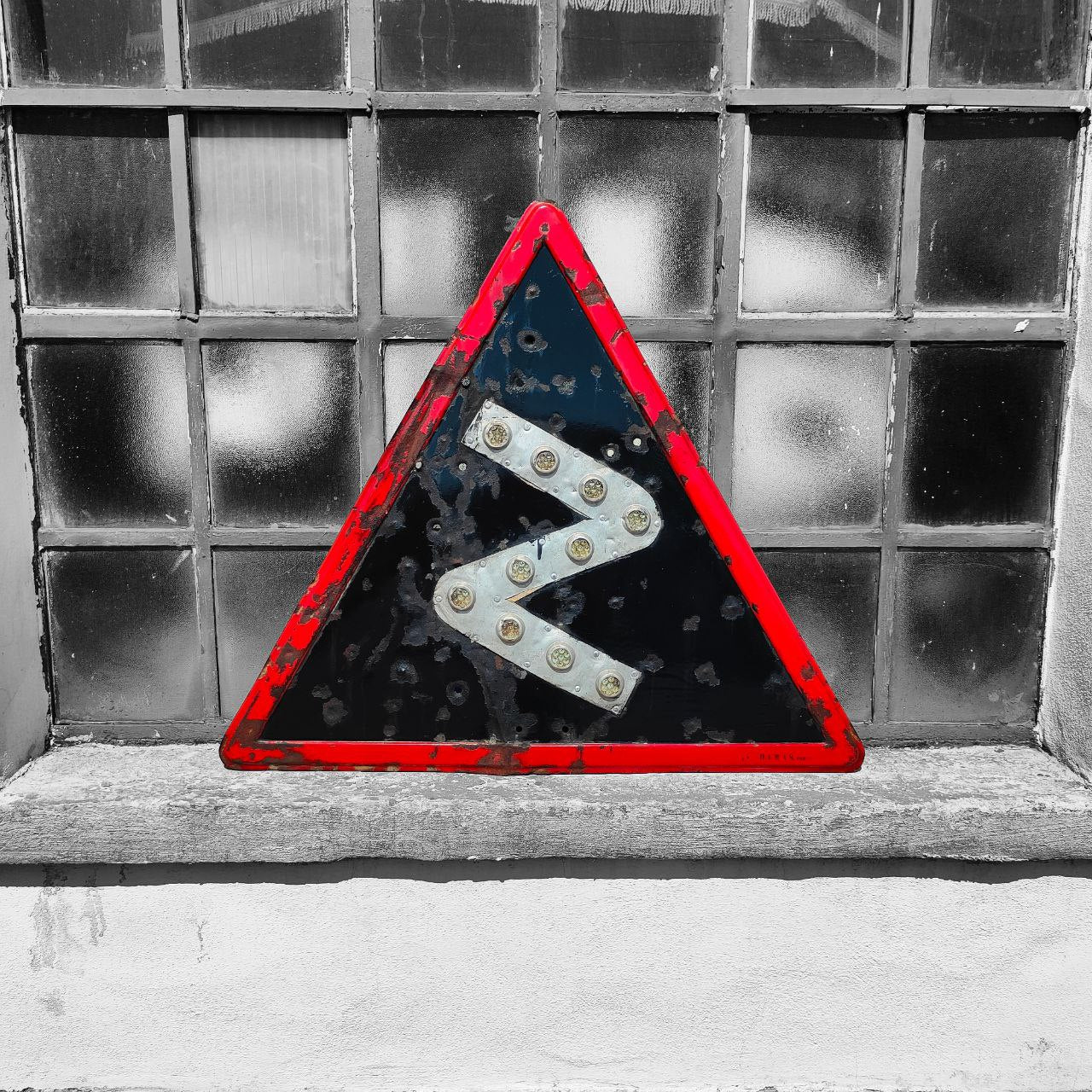 Insegna smaltata - Svolta pericolosa | Anni '60