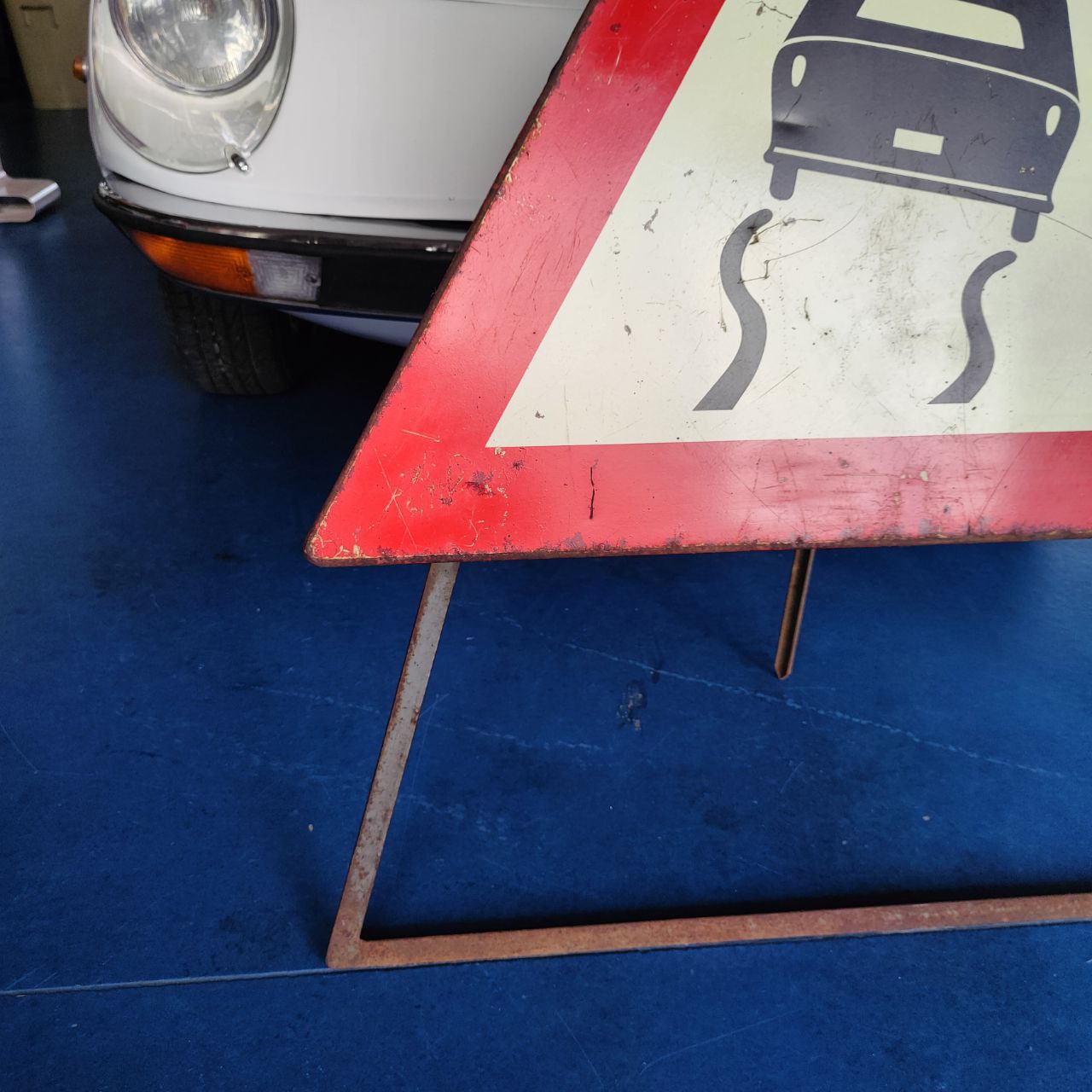 ANAS road sign - slippery road | 1960s
