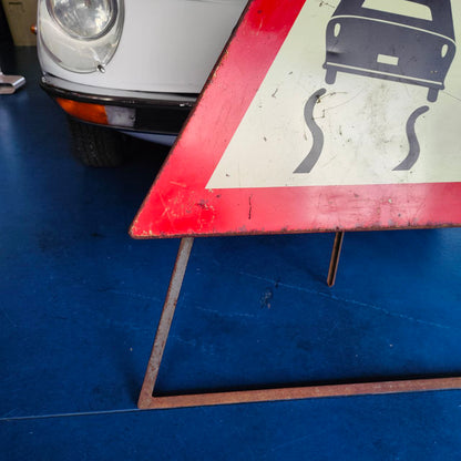 ANAS road sign - slippery road | 1960s