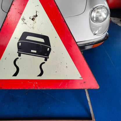 ANAS road sign - slippery road | 1960s