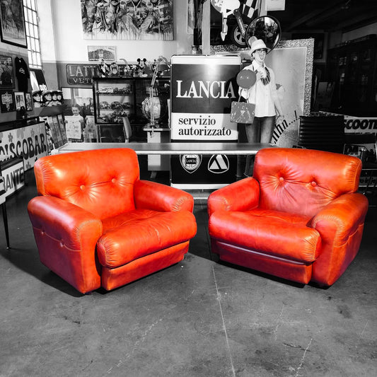 Coppia poltrone in pelle vintage | Anni '70
