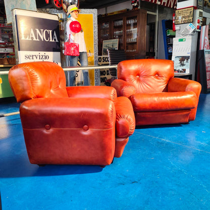 Coppia poltrone in pelle vintage | Anni '70