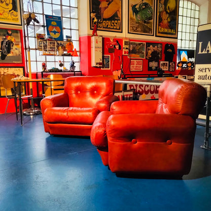 Coppia poltrone in pelle vintage | Anni '70