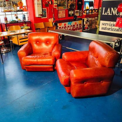 Coppia poltrone in pelle vintage | Anni '70