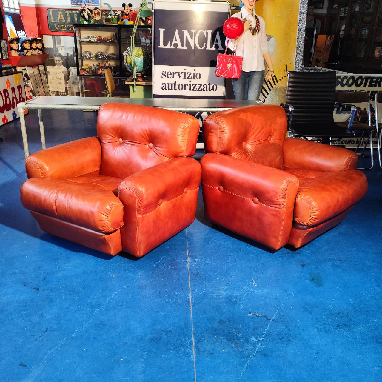 Coppia poltrone in pelle vintage | Anni '70