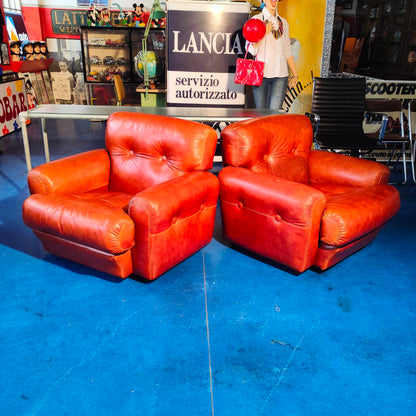 Coppia poltrone in pelle vintage | Anni '70