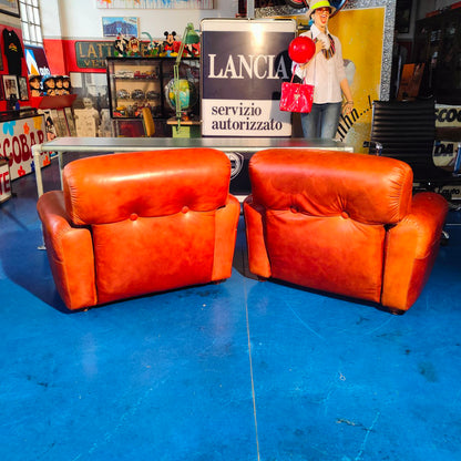 Coppia poltrone in pelle vintage | Anni '70