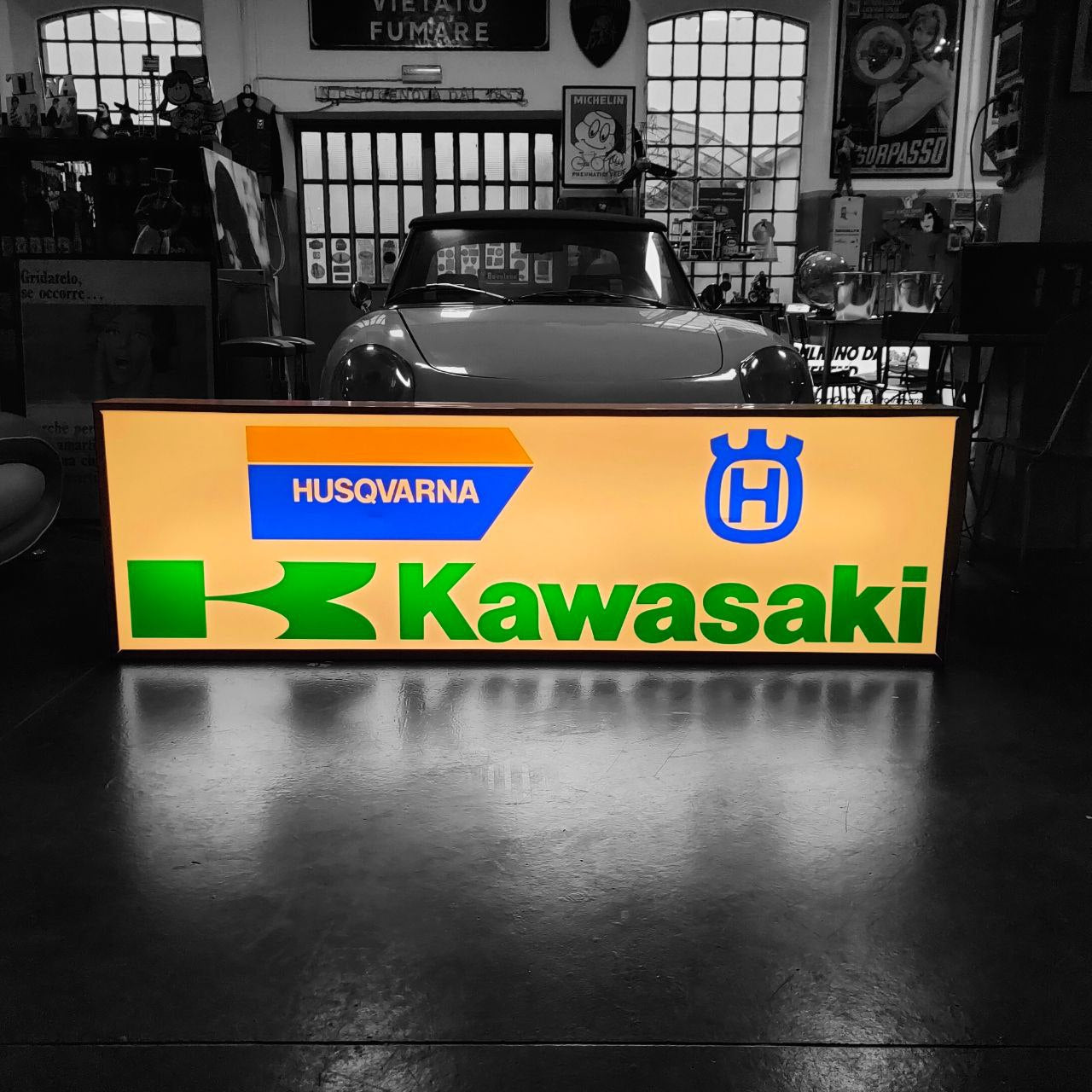 Insegna luminosa - Kawasaki Husqvarna | Anni '80
