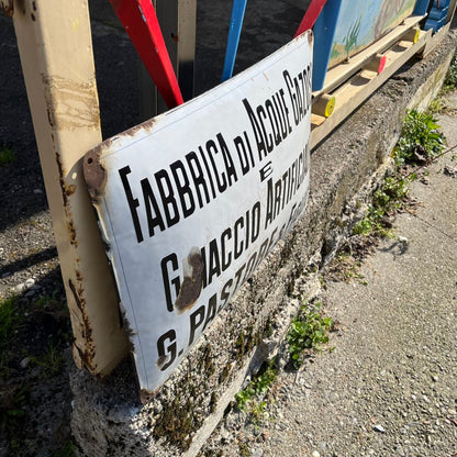 Targa smaltata - Fabbrica di Acque Gazose e Ghiaccio Artificiale | Anni '30