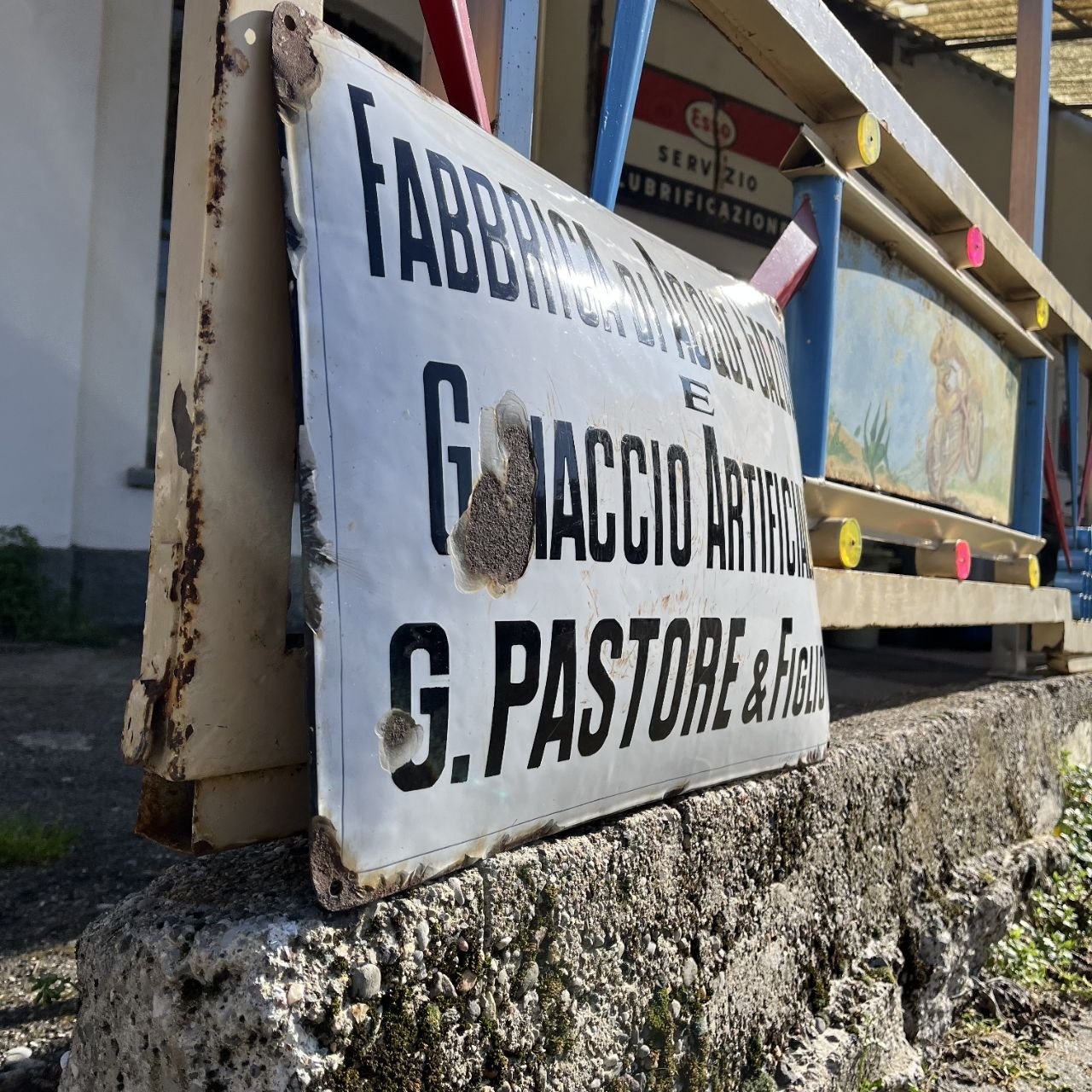 Targa smaltata - Fabbrica di Acque Gazose e Ghiaccio Artificiale | Anni '30