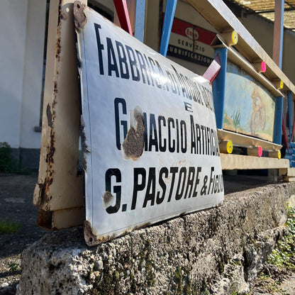Targa smaltata - Fabbrica di Acque Gazose e Ghiaccio Artificiale | Anni '30