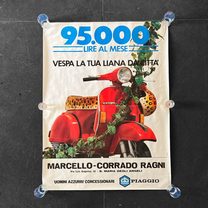 Manifesto pubblicitario - Piaggio Vespa, La Tua Liana Da Città | Anni '80