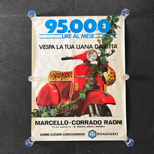 Manifesto pubblicitario - Piaggio Vespa, La Tua Liana Da Città | Anni '80
