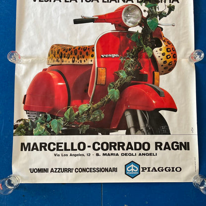 Manifesto pubblicitario - Piaggio Vespa, La Tua Liana Da Città | Anni '80