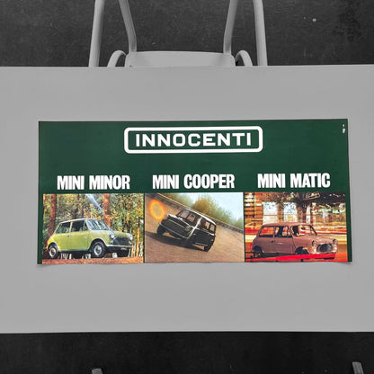 Manifesto pubblicitario - Innocenti, Mini Minor, Mini Cooper, Mini Matic