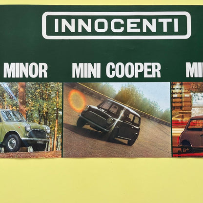 Manifesto pubblicitario - Innocenti, Mini Minor, Mini Cooper, Mini Matic