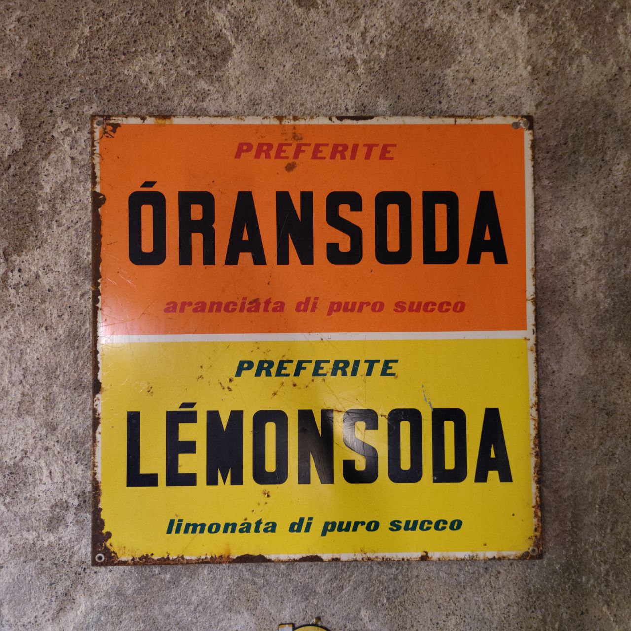 Insegna smaltata - Oransoda Lemonsoda | Anni '60