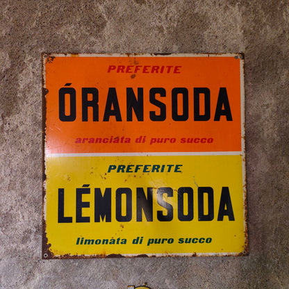 Enamelled sign - Oransoda Lemonsoda | 60's