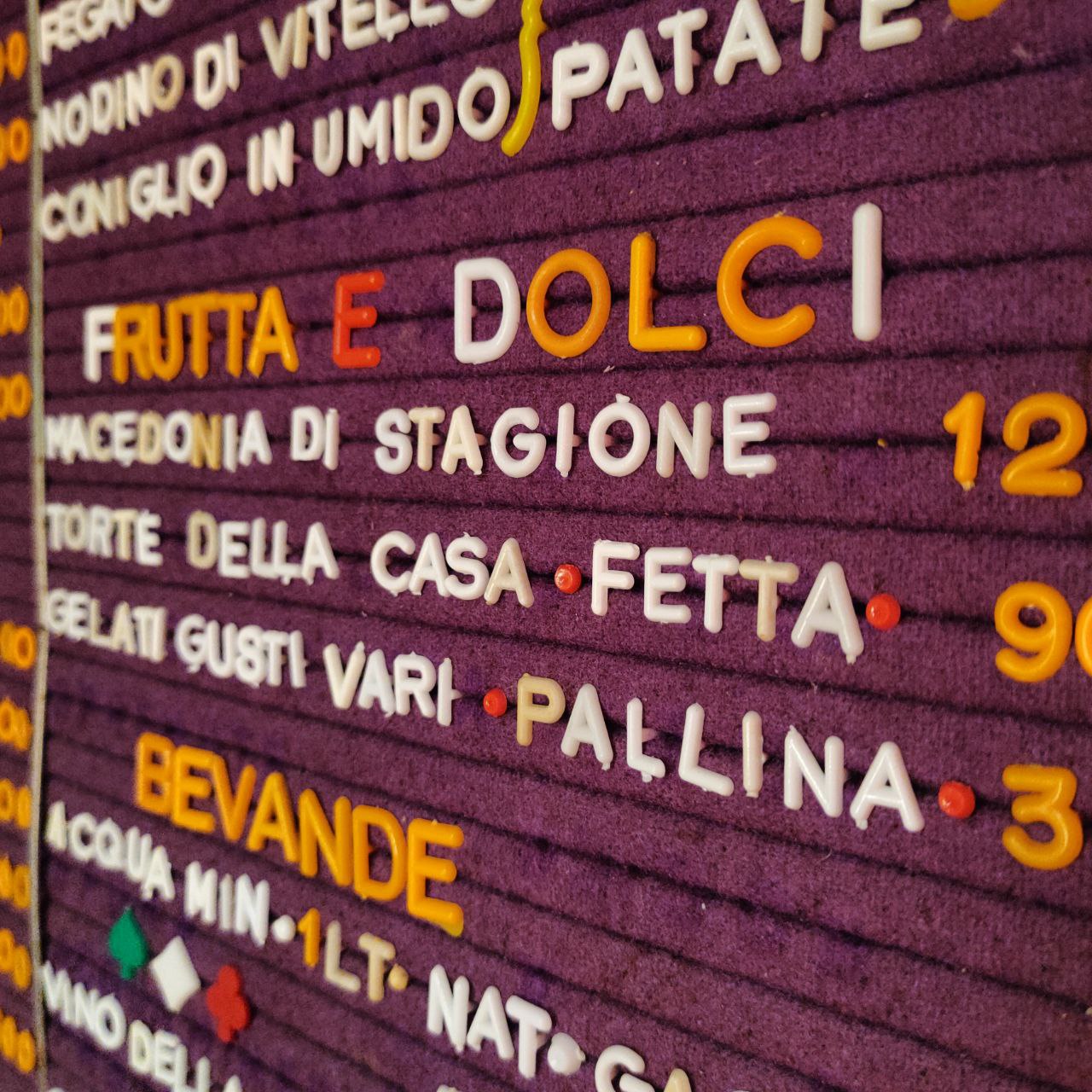 Price list - Trattoria